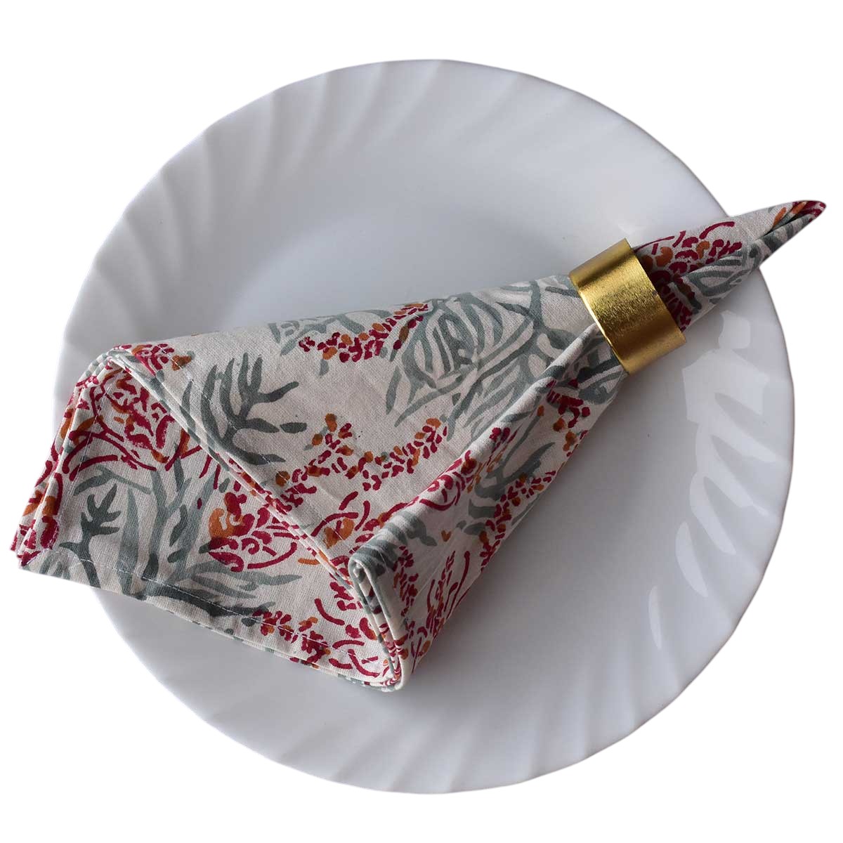 Hand Block Printed Cotton Napkin 45x45 cms Set of 4 Napkins  Lilas Tango Lily 202508