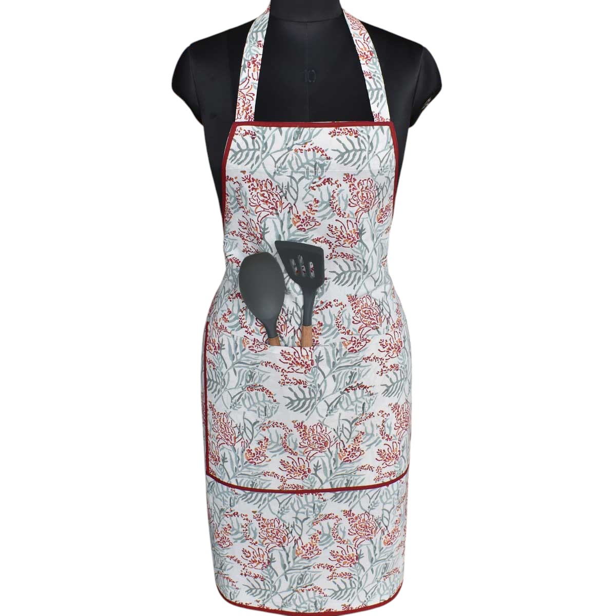 Indian Block-Printed 100 Cotton Apron Lilas Tango Lily 202508