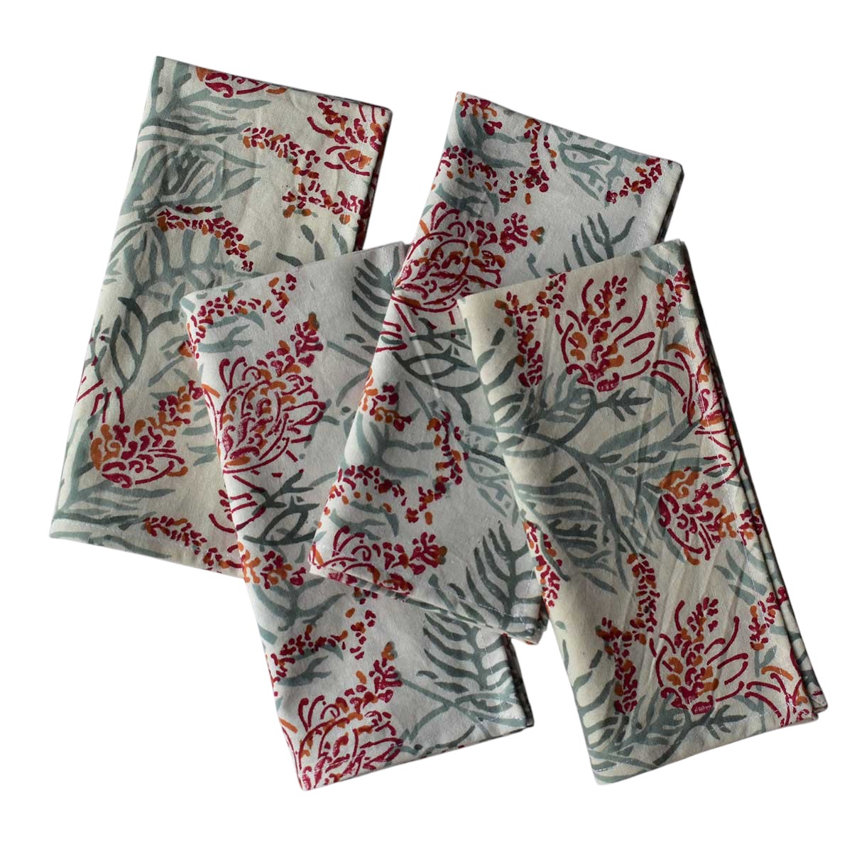 Hand Block Printed Cotton Napkin 45x45 cms Set of 4 Napkins  Lilas Tango Lily 202508