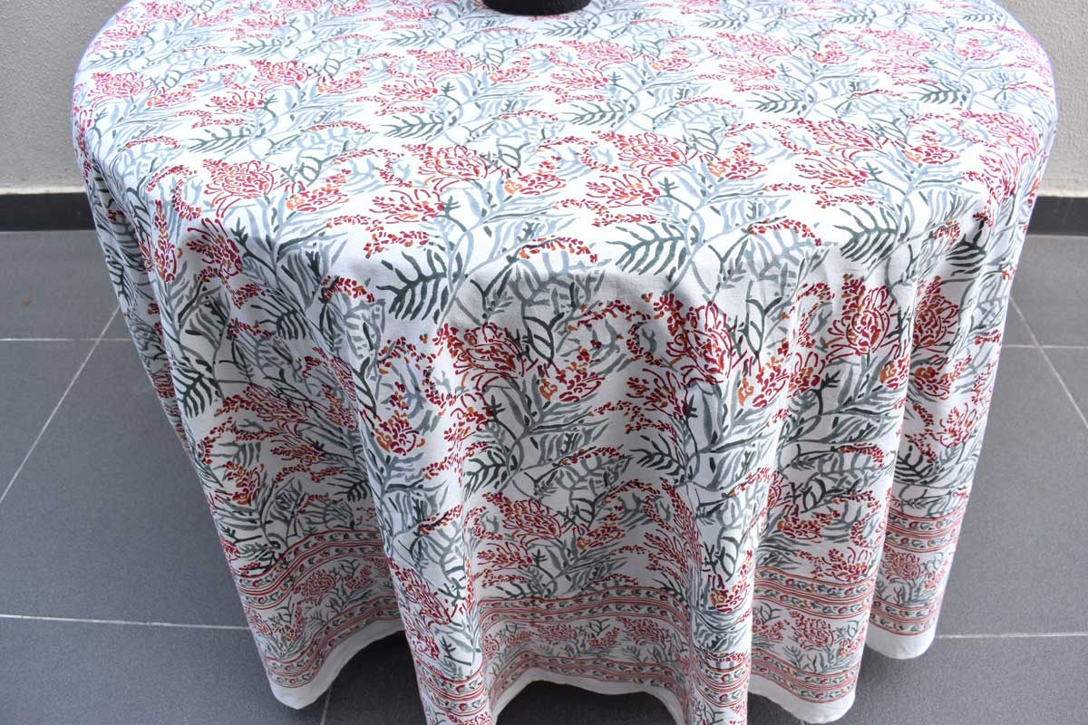 Round 220 cms Cotton French Design Table Cover Lilas Tango Lily 202508