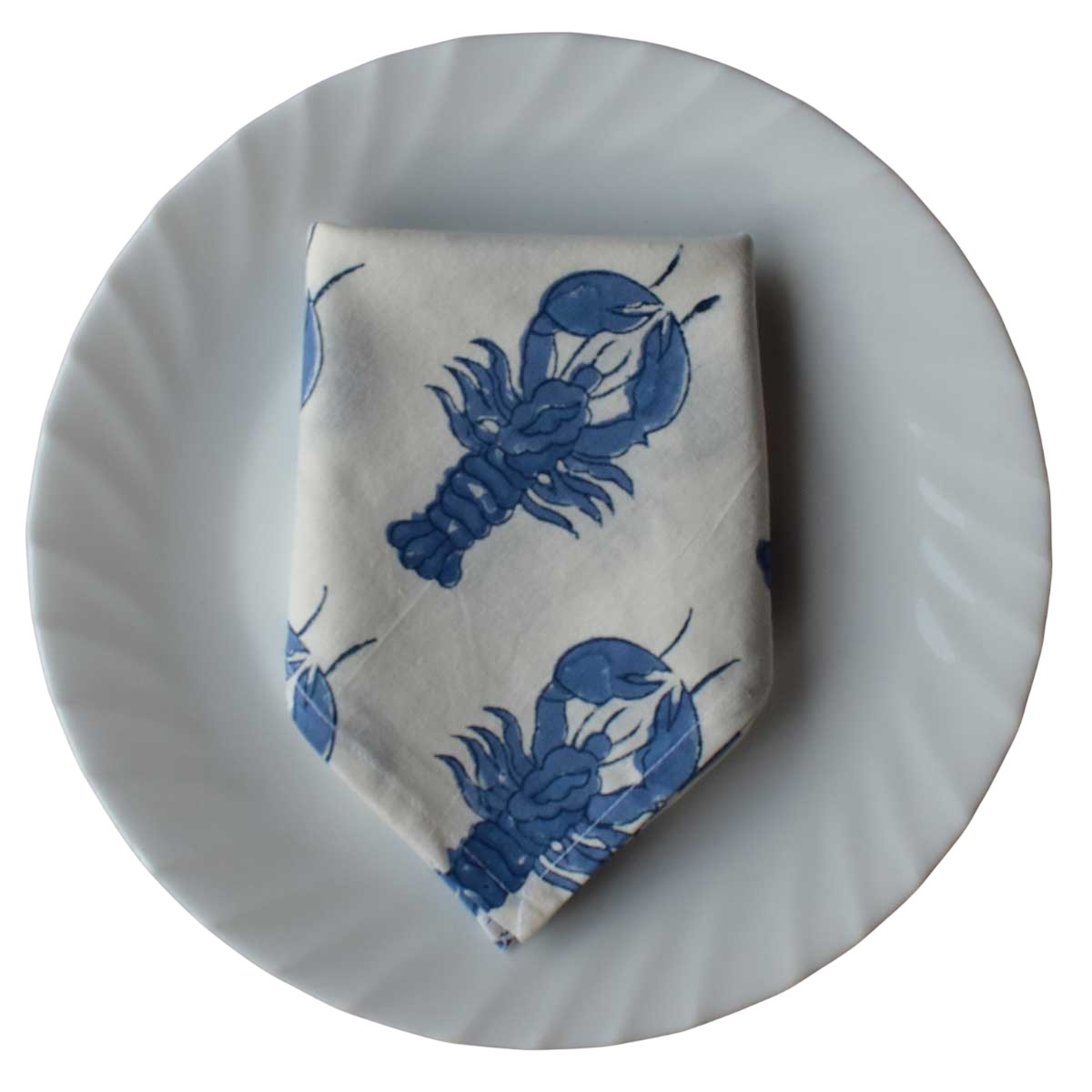 Hand Block Printed Cotton Napkin 45x45 cms Set of 4 Napkins  Lobster Blue 202223