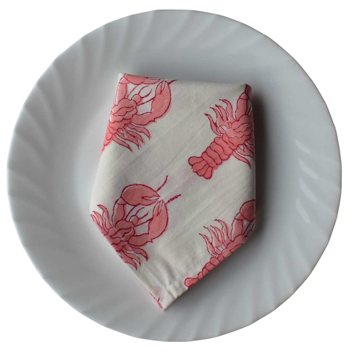 Hand Block Printed Cotton Napkin 45x45 cms Set of 4 Napkins  Lobster Pink 202224