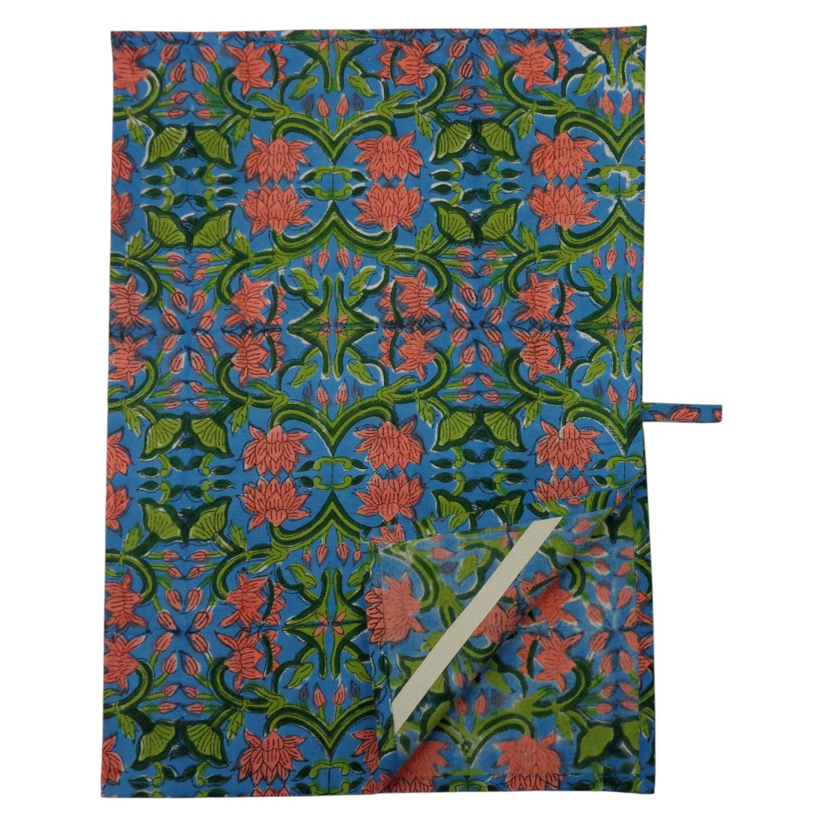 Hand Block Printed Cotton Kitchen Towels 50x70 cms Lotus Green Gud 204895