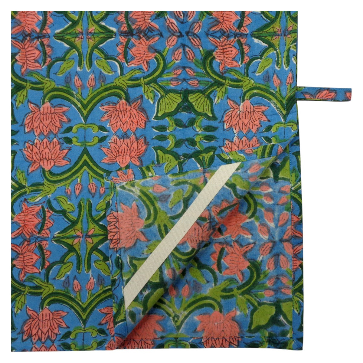Hand Block Printed Cotton Kitchen Towels 50x70 cms Lotus Green Gud 204895
