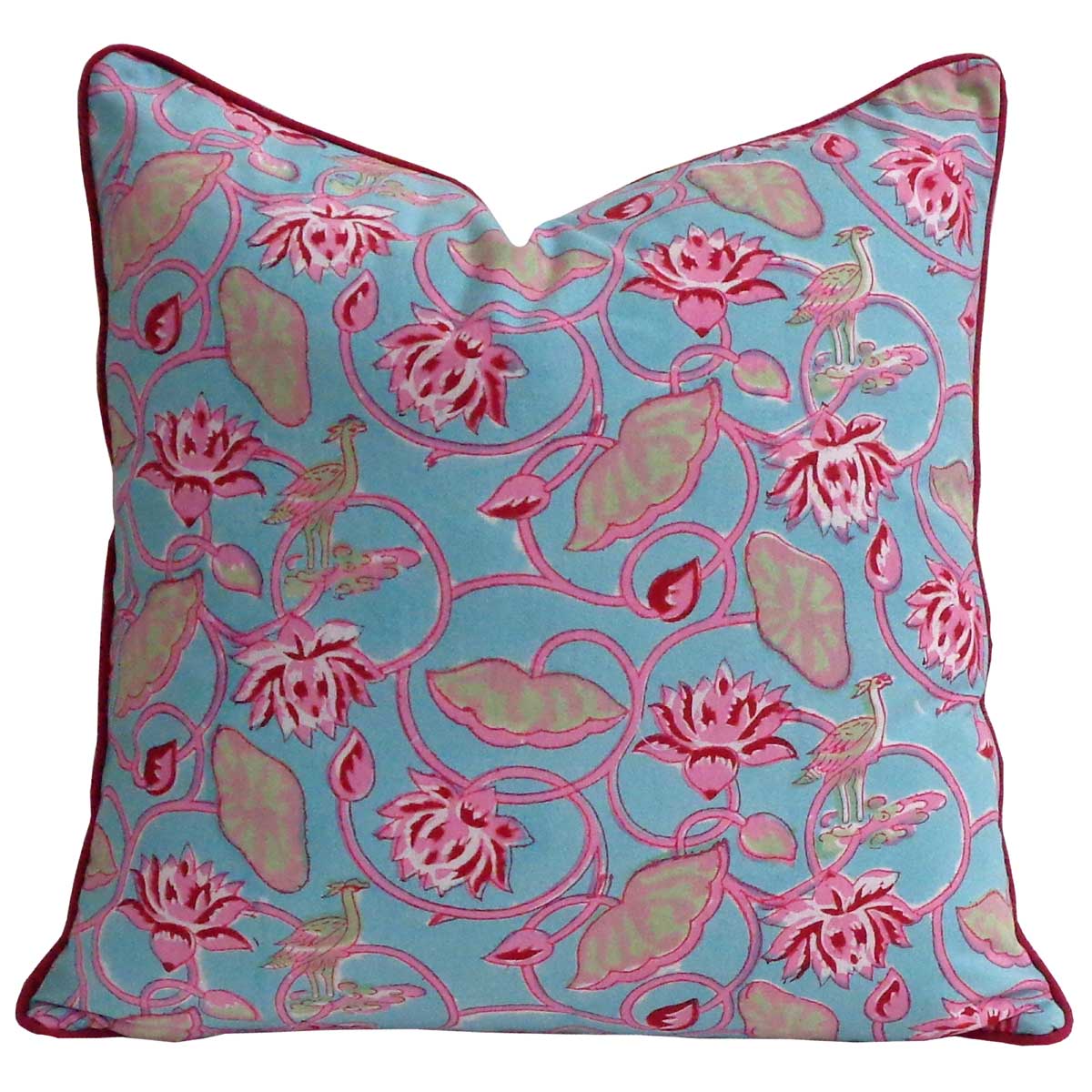 Piping Cushion Cover 50x50 cms Lotus Lake Jade 202202