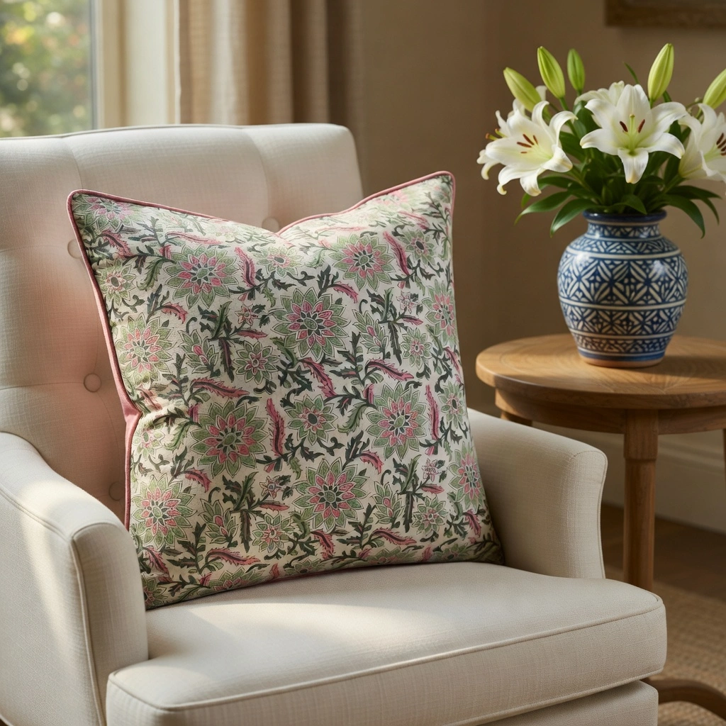 Piping Cushion Cover 50x50 cms  Madhubala Green 202526
