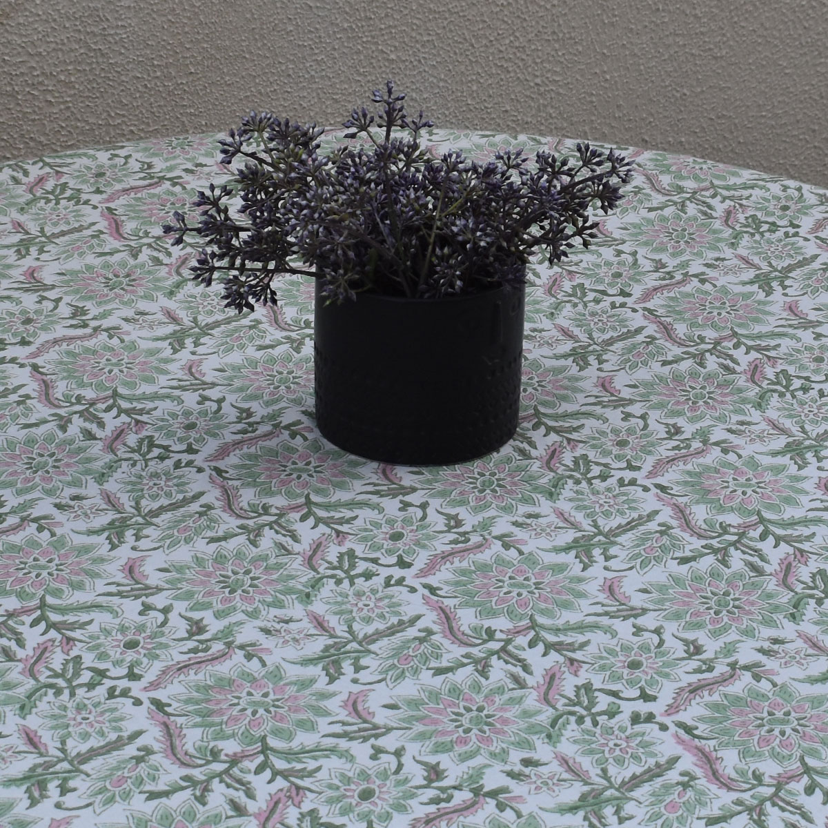 Round 220 cms Cotton French Design Table Cover Madhubala Green 202526