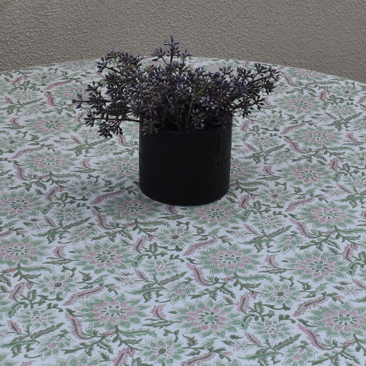 Round 275 cms 100 Cotton Tablecloth Madhubala Green 202526