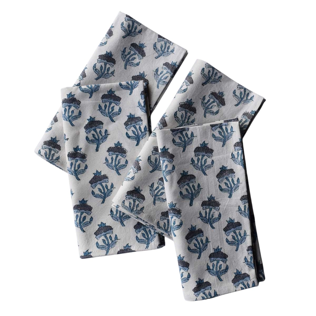 Hand Block Printed Cotton Napkin 45x45 cms Set of 4 Napkins Marigold Teal 505060