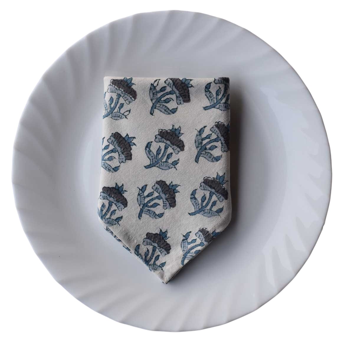 Hand Block Printed Cotton Napkin 45x45 cms Set of 4 Napkins Marigold Teal 505060