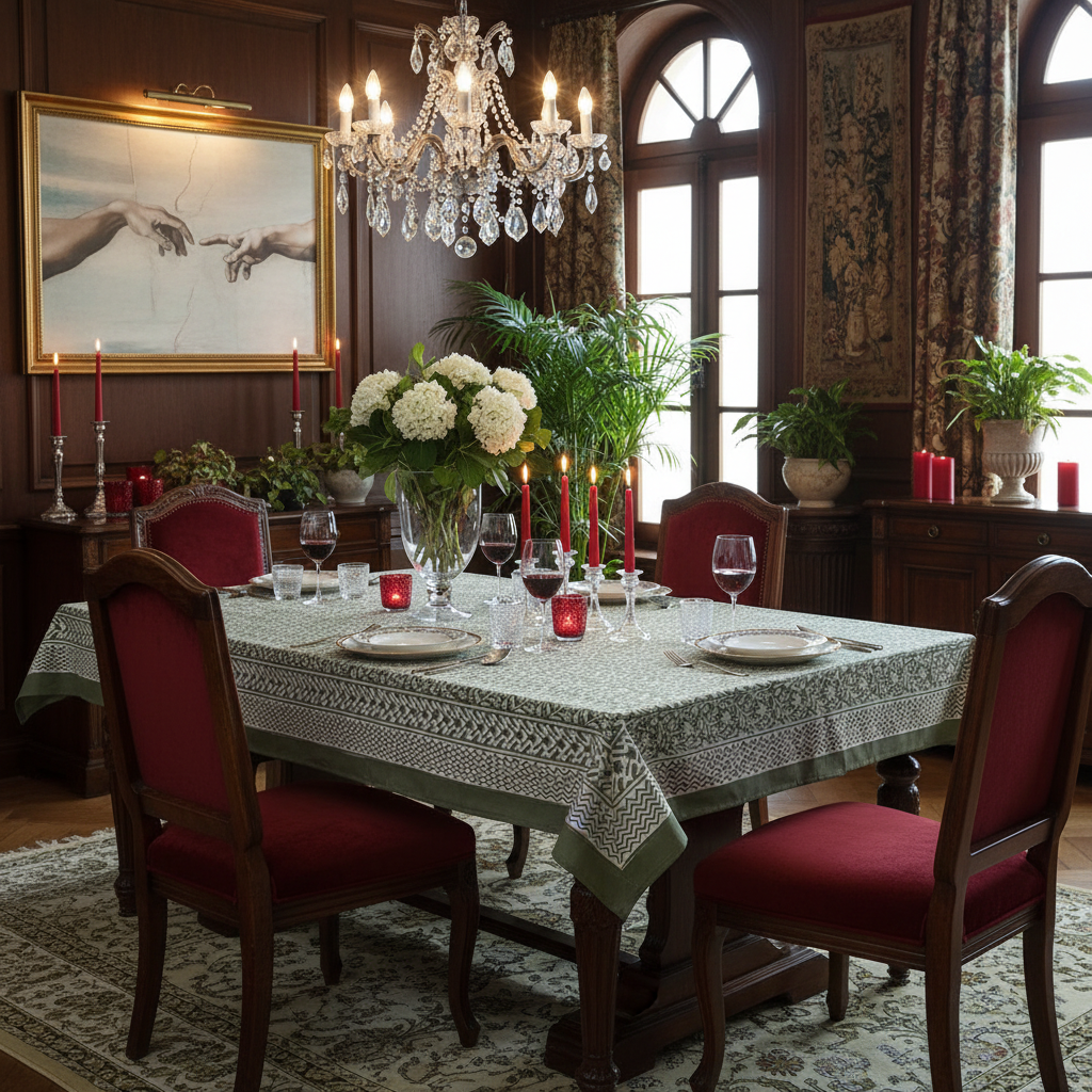 12 Seater Tablecloth 180x340 cms Mogra 202540