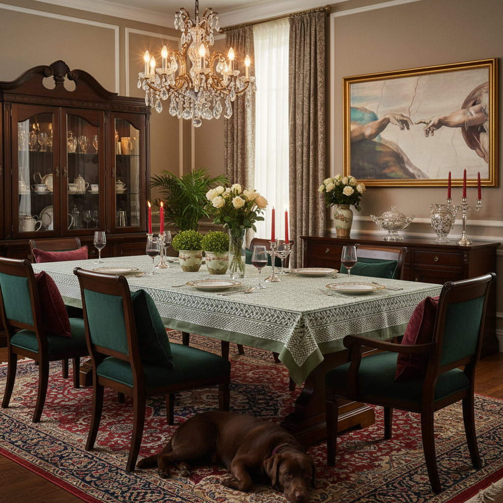 12 Seater Tablecloth  180x340 cms  Mogra 202540