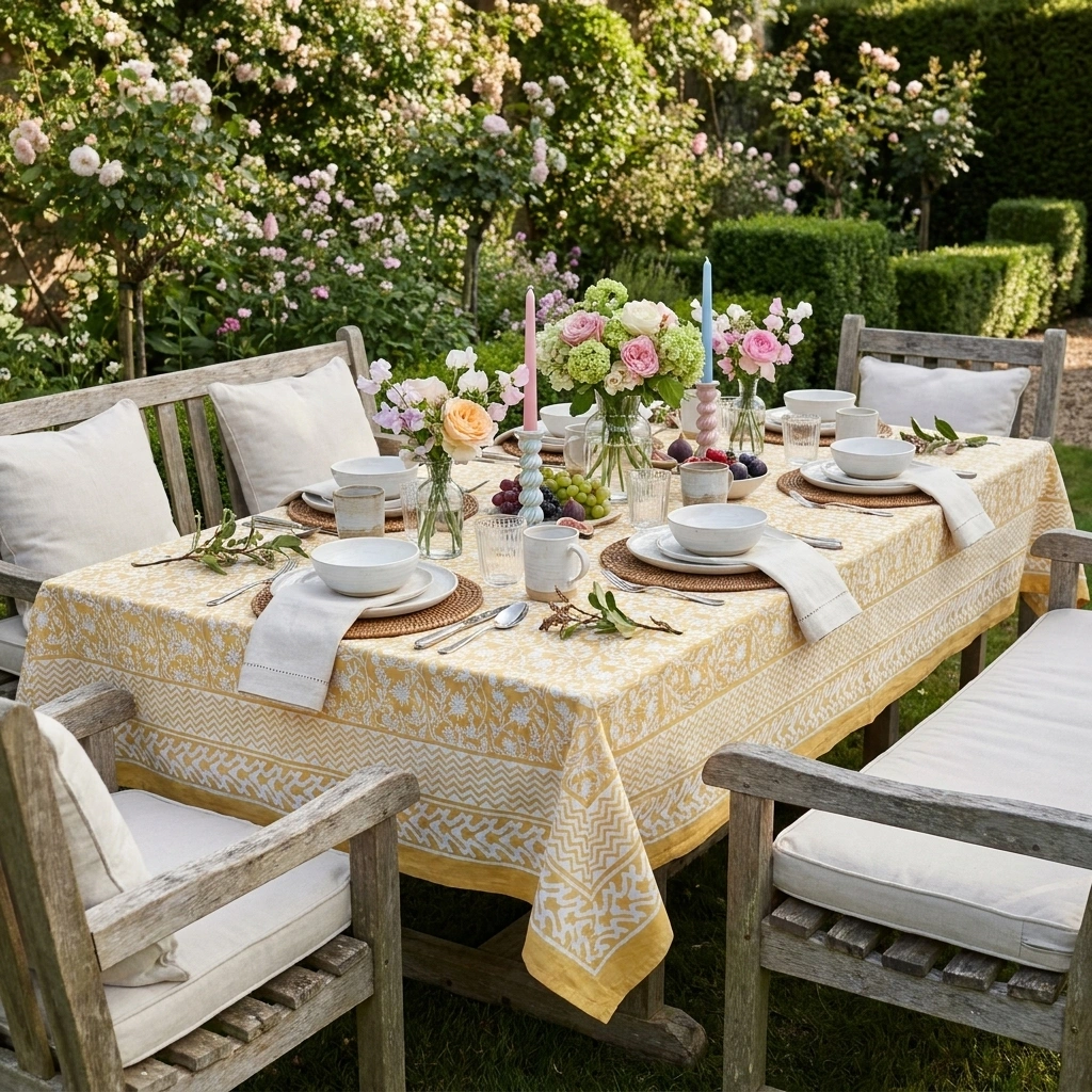 10 Seater Tablecloth 180x270 cms  Mogra Beige 271026