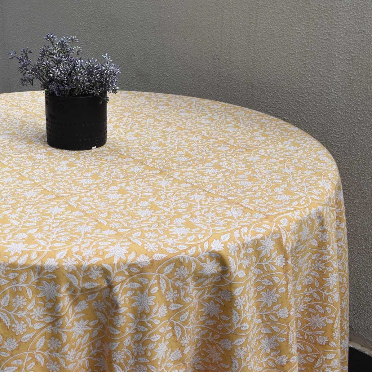 Round 220 cms Cotton French Design Table Cover Mogra Beige 271026