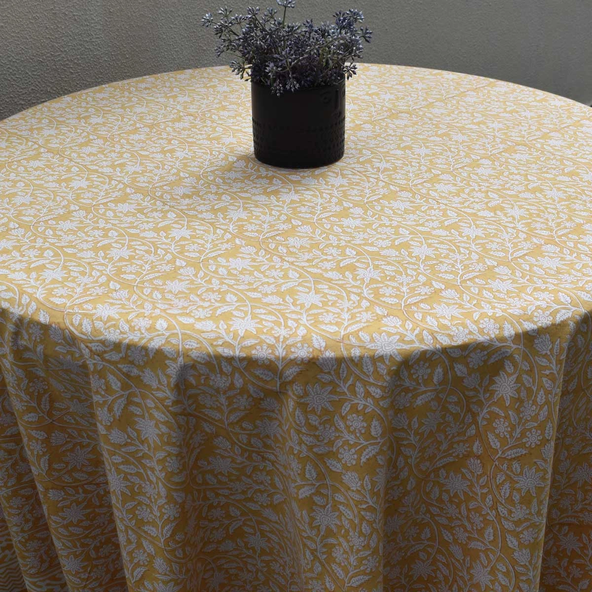 Round 220 cms Cotton French Design Table Cover Mogra Beige 271026