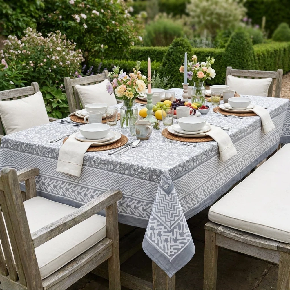 Image of 12 Seater Tablecloth – 180x340 cms | Mogra Grey 271025