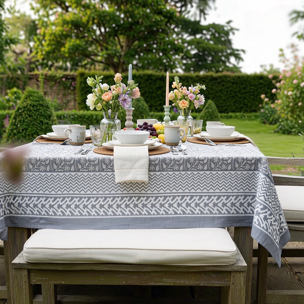12 Seater Tablecloth 180x340 cms Mogra Grey 271025