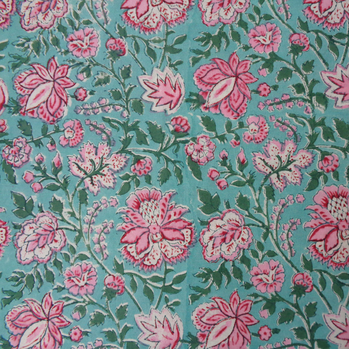 Hand Block Printed Cotton Tablecloth 220 x 220 cms Mohini Green Gud 620605