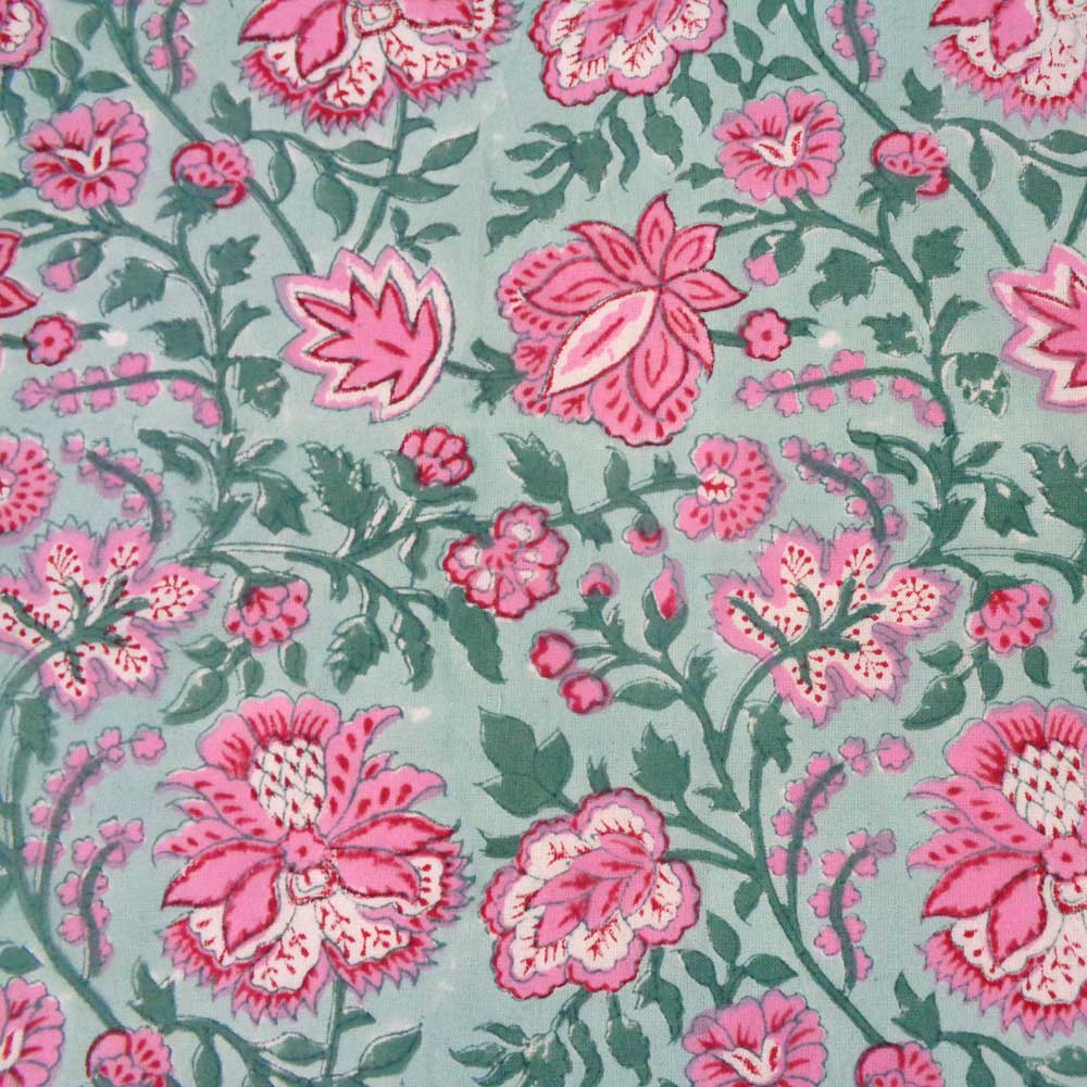 Hand Block Printed Cotton Napkin 45x45 cms Set of 4 Napkins Mohini Green Gud 620605