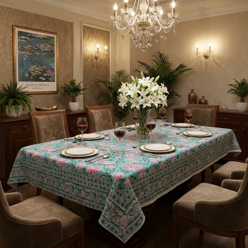 Christmas Tablecloth 180x270 cms Mohini Green Gud 620605