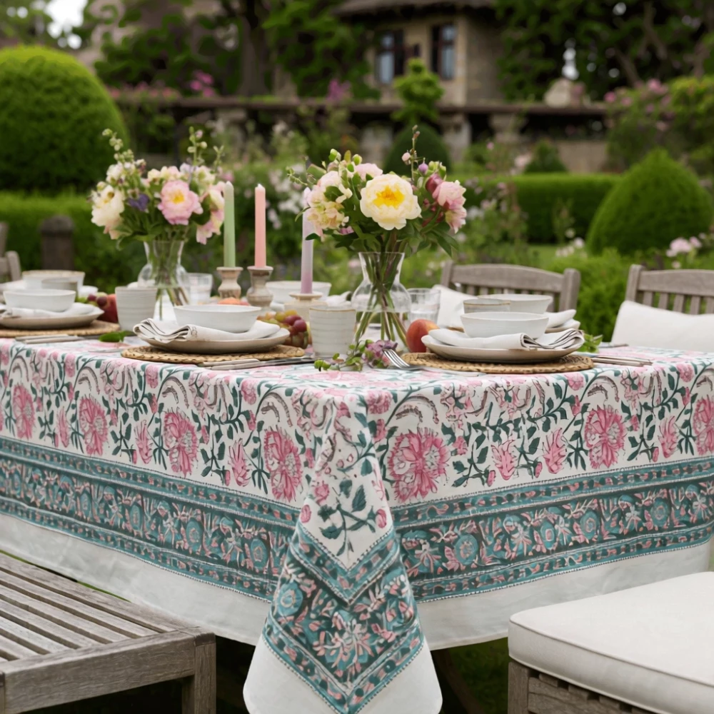 Image of 12 Seater Tablecloth – 180x340 cms | Mohini Green Open 620606