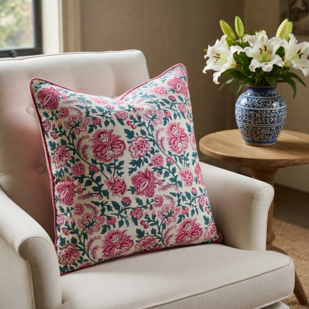 Piping Cushion Cover 50x50 cms Mohini Green Open 620606