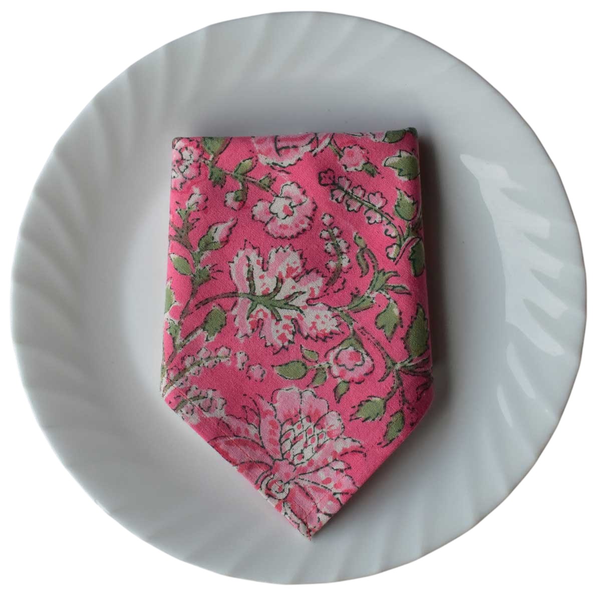 Hand Block Printed Cotton Napkin 45x45 cms Set of 4 Napkins Mohini Pink 202516