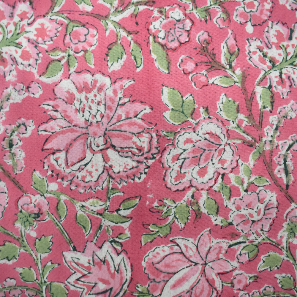Image of 5 Yard Running Fabric Jaipur Block Printed Cotton 20 Sheeting Fabric | Mohini Pink 202516