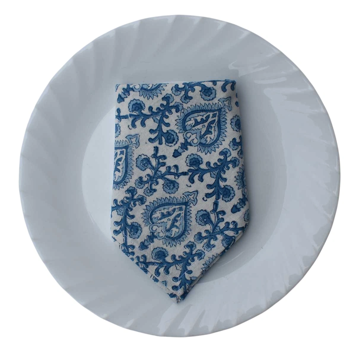 Hand Block Printed Cotton Napkin 45x45 cms Set of 4 Napkins Mughal Blue 202521