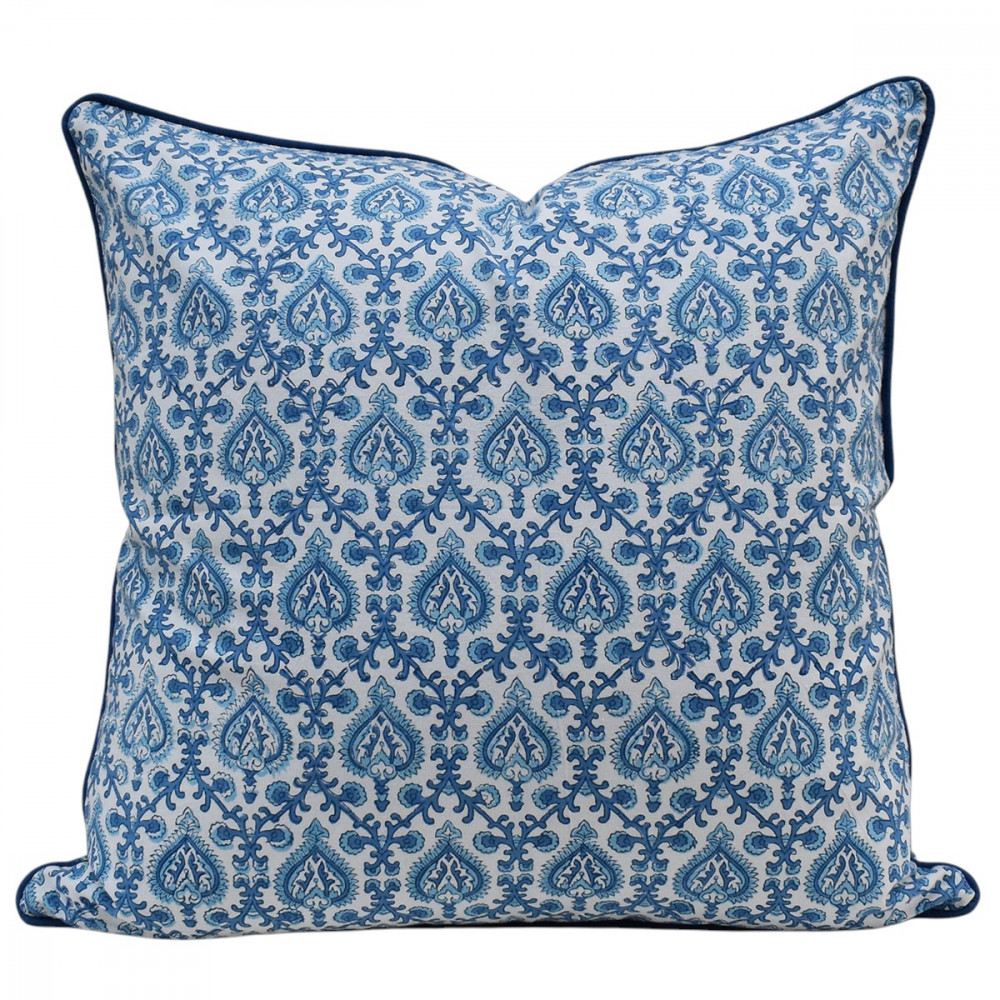 Image of Piping Cushion Cover 50x50 cms | Mughal Blue 202521