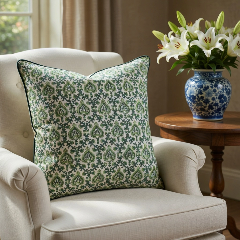 Piping Cushion Cover 50x50 cms Mughal Green 202522