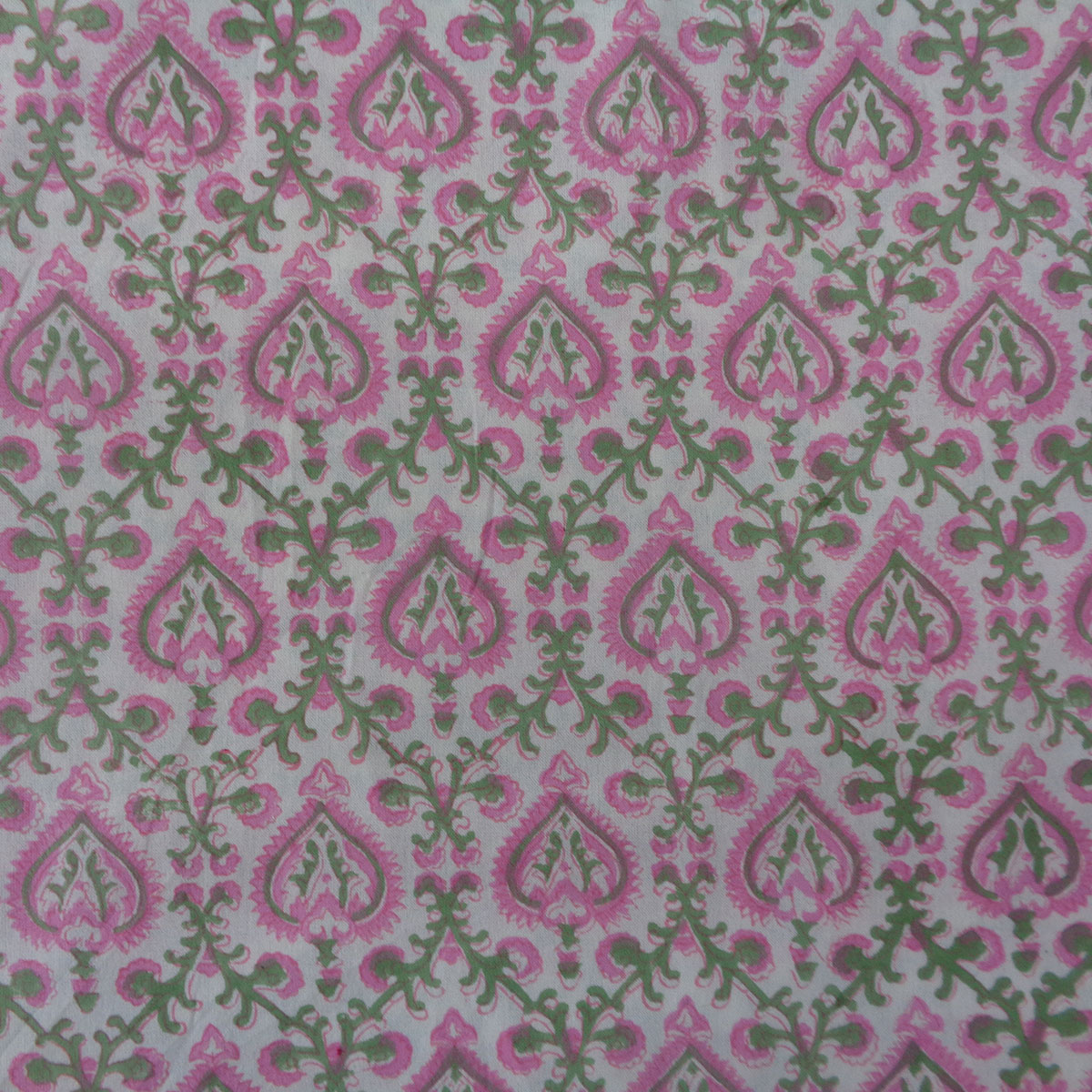 Wood Block Printed Handmade Tablecloth 150x220 cms Mughal Pink Green 202520