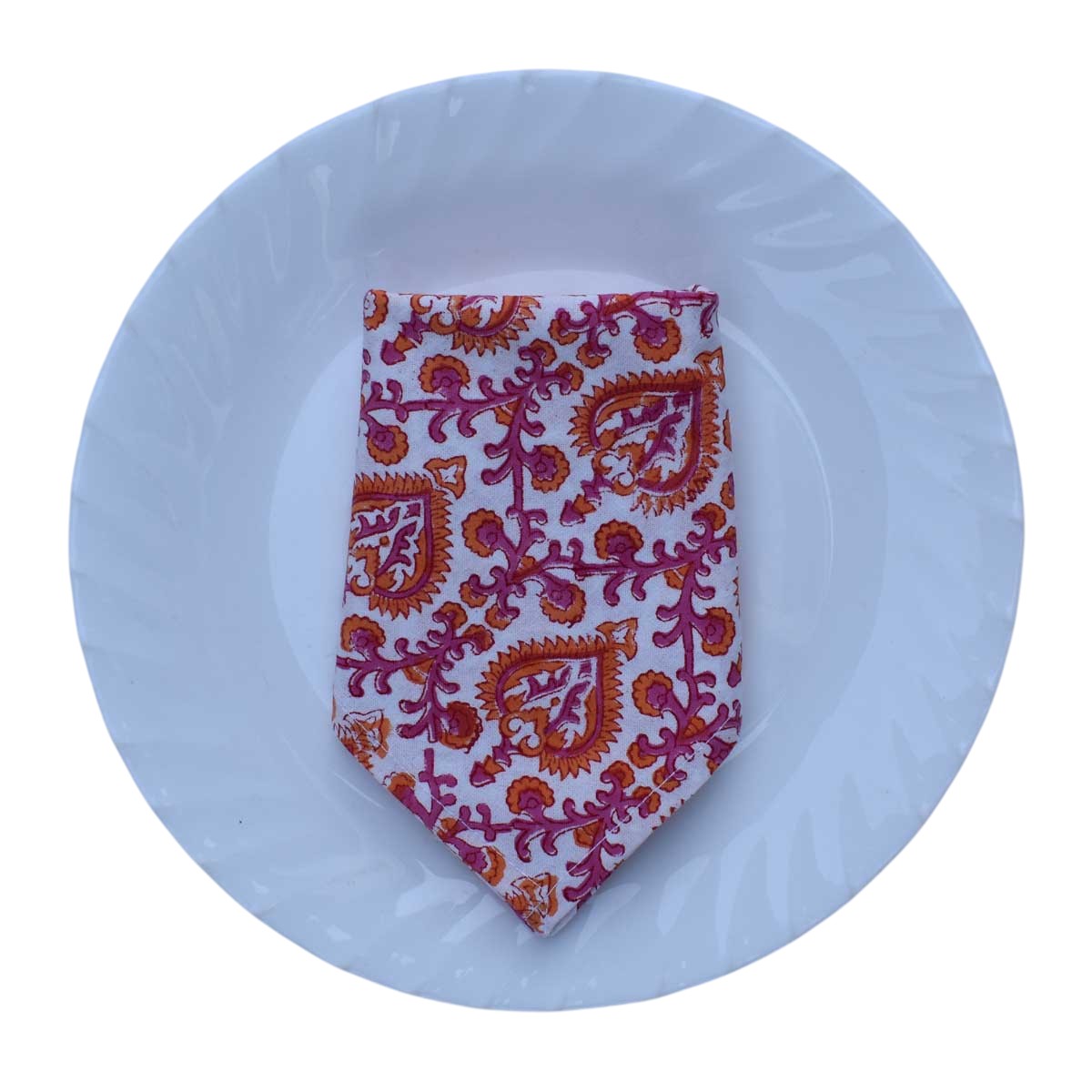 Hand Block Printed Cotton Napkin 45x45 cms Set of 4 Napkins Mughal Pink orange 202523