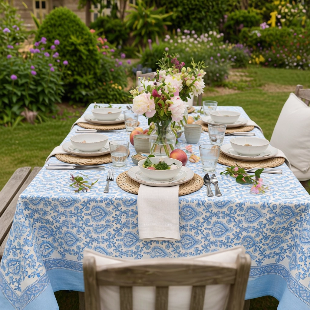 12 Seater Tablecloth  180x340 cms  Mughal Blue 202521