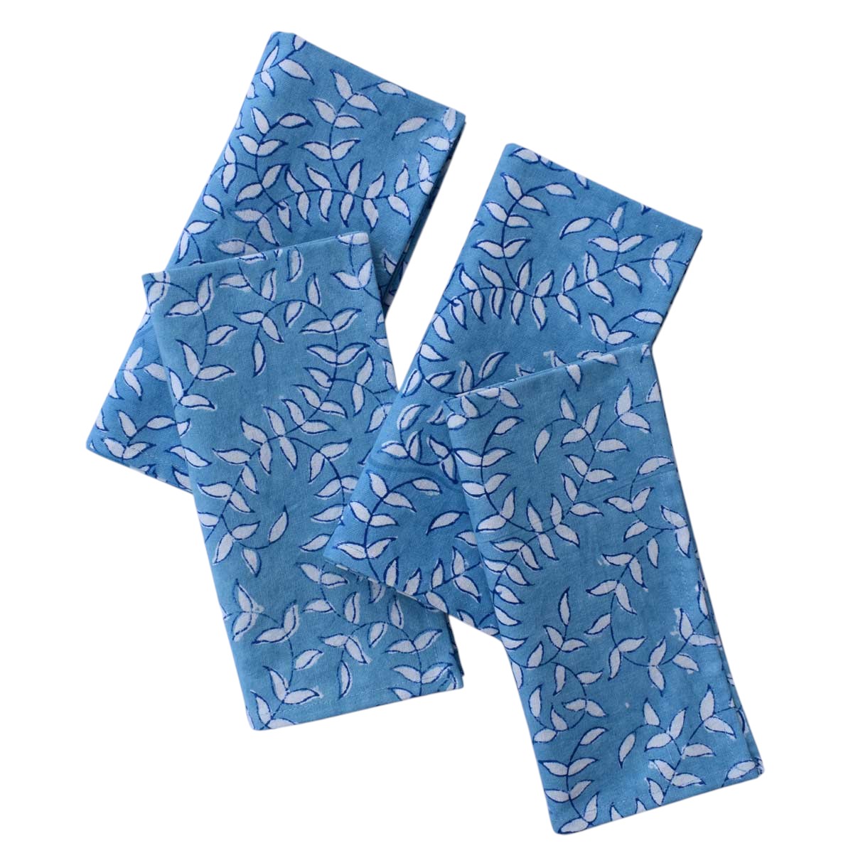 Hand Block Printed Cotton Napkin 45x45 cms Set of 4 Napkins Harmony Blue Fill 260416