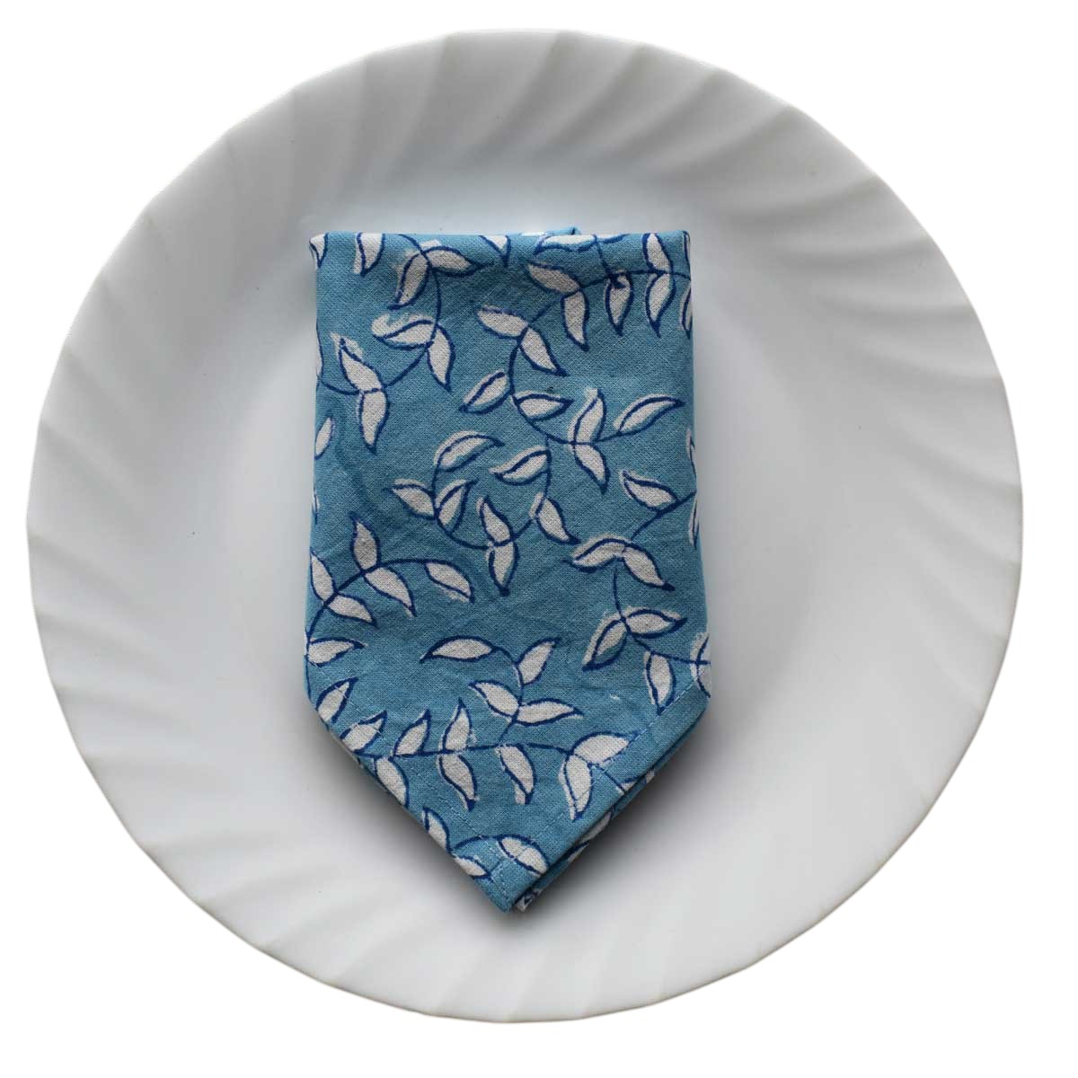 Hand Block Printed Cotton Napkin 45x45 cms Set of 4 Napkins Harmony Blue Fill 260416
