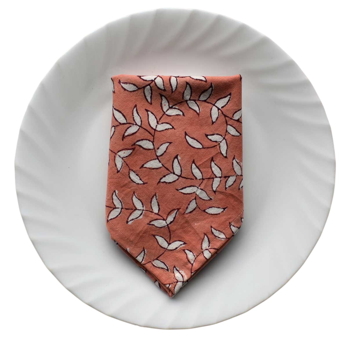 Hand Block Printed Cotton Napkin 45x45 cms Set of 4 Napkins Harmony Peach Fill 260415