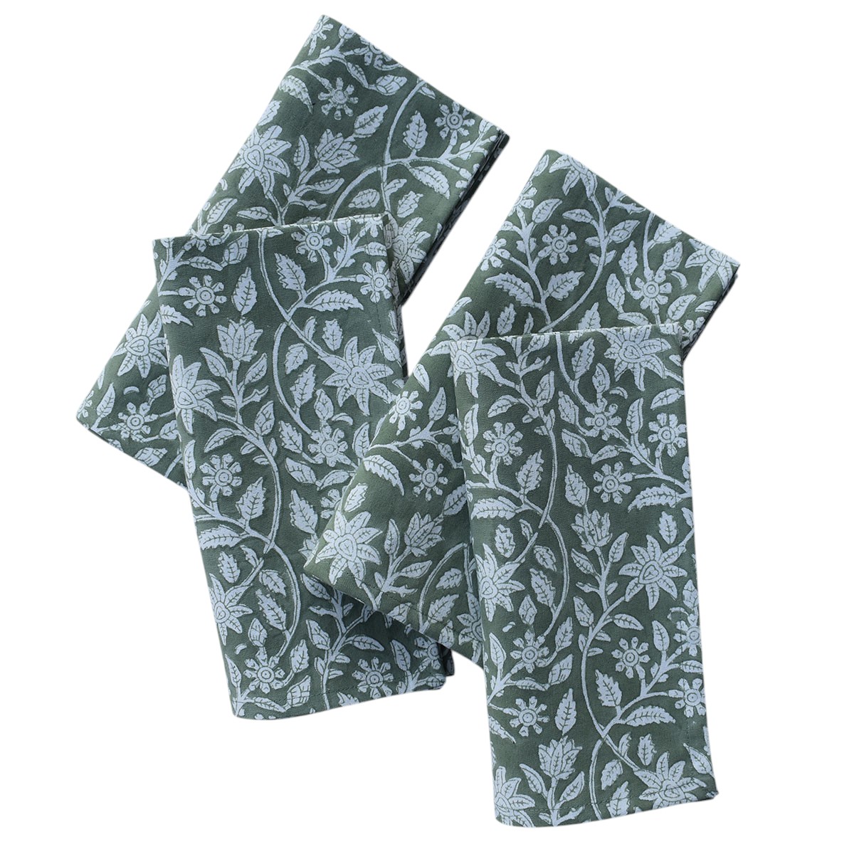 Hand Block Printed Cotton Napkin 45x45 cms Set of 4 Napkins  Mogra 202540