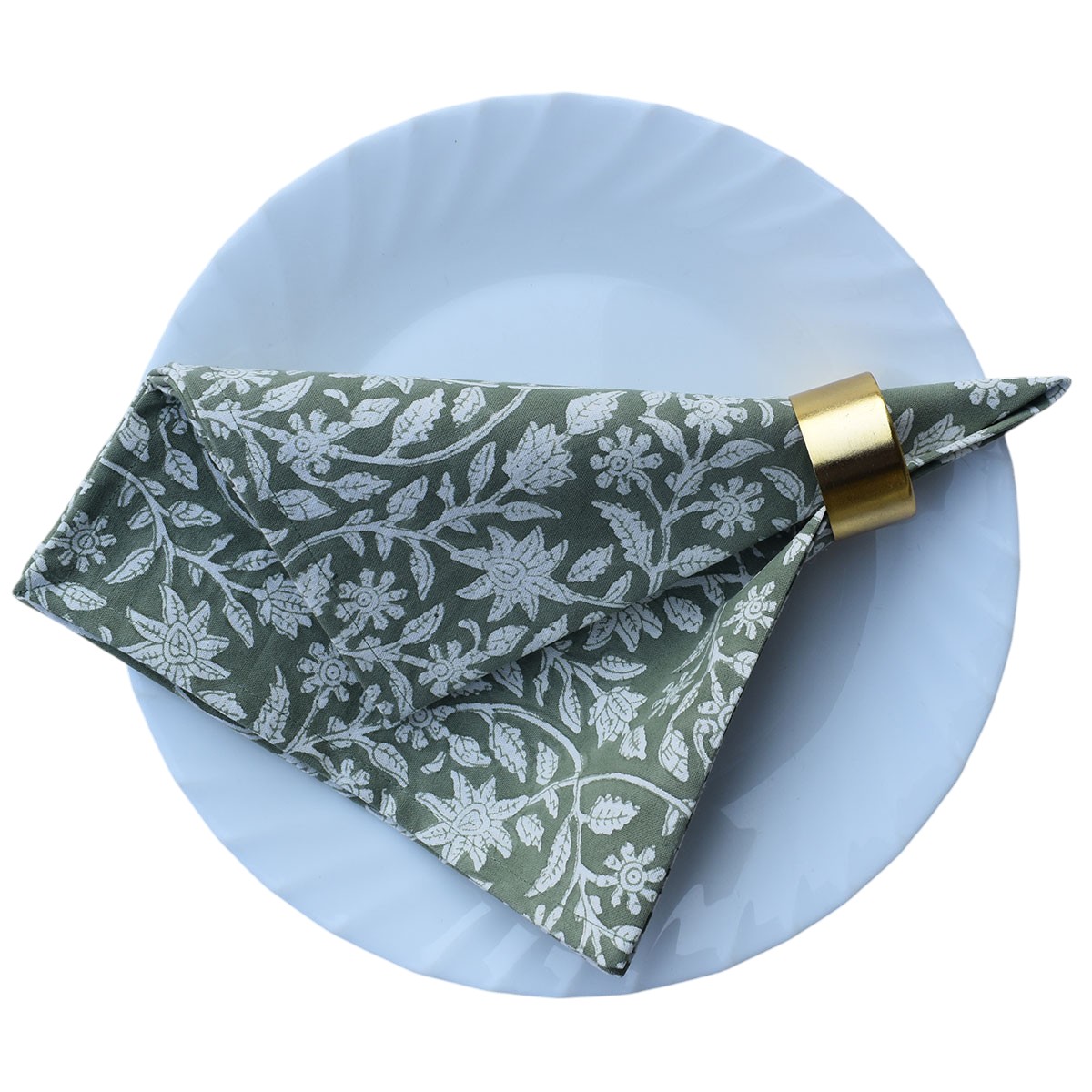 Hand Block Printed Cotton Napkin 45x45 cms Set of 4 Napkins Mogra 202540