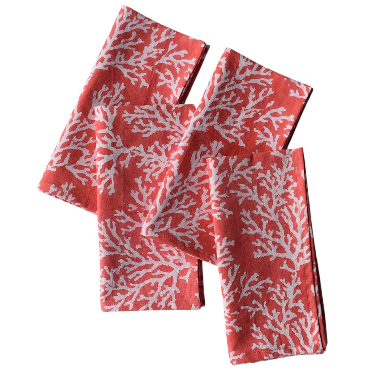 Hand Block Printed Cotton Napkin 45x45 cms Set of 4 Napkins Coral Jaipur Pink 202528