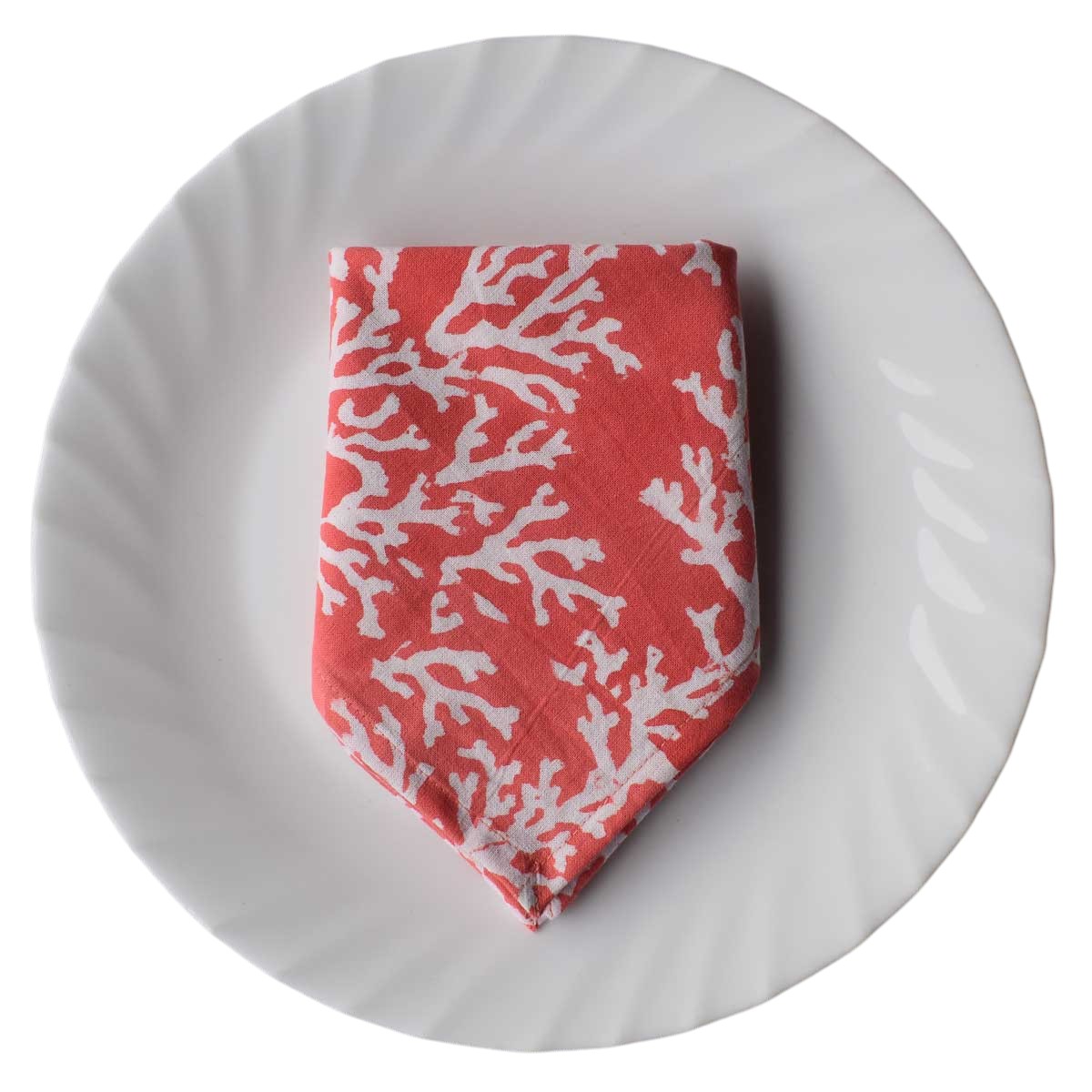 Hand Block Printed Cotton Napkin 45x45 cms Set of 4 Napkins Coral Jaipur Pink 202528