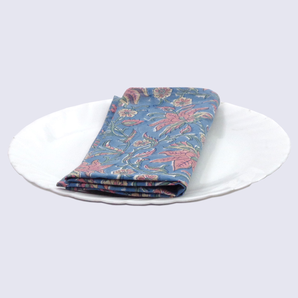 Hand Block Printed Cotton Napkin 45x45 cms Set of 4 Napkins Rohini 102660