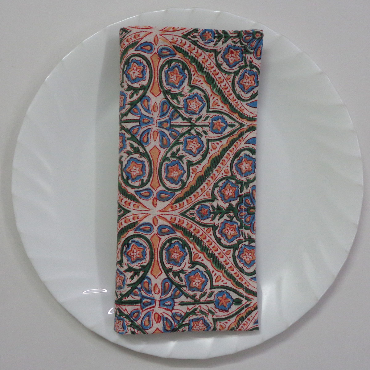 Hand Block Printed Cotton Napkin 45x45 cms Set of 4 Napkins Phool Chokri Coral Pink 104394