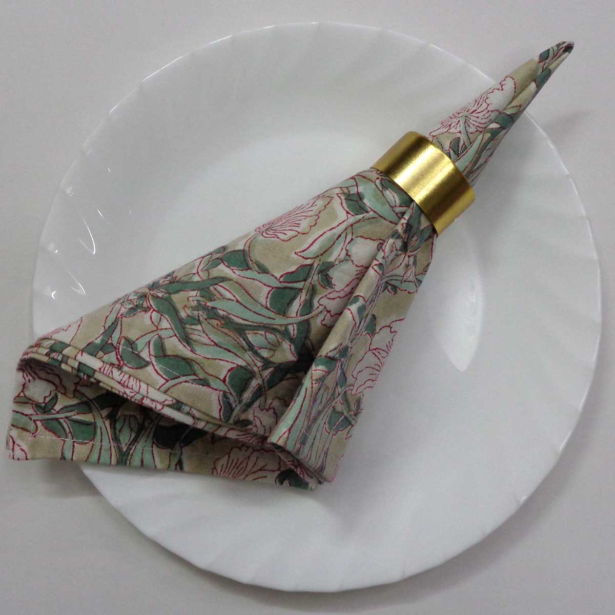 Hand Block Printed Cotton Napkin 45x45 cms Set of 4 Napkins Bauhaus Beige Gud 505032