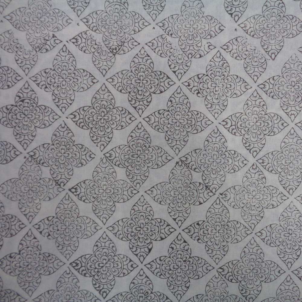 Hand Block Printed Cotton Napkin 45x45 Set of 4 Napkins Chokor Phool Grey 101363