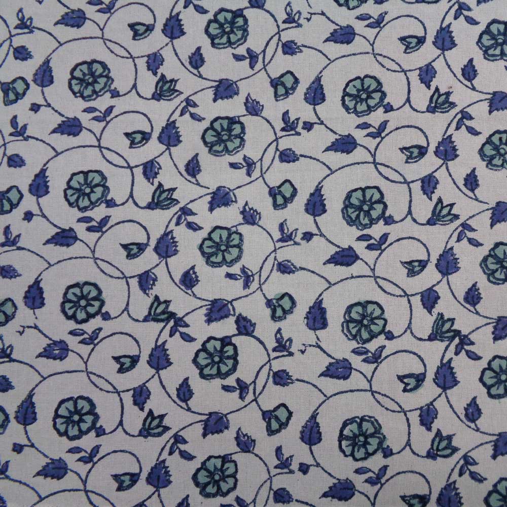 Hand Block Printed Cotton Napkin 45x45 cms Set of 4 Napkins Floral Kali Blue 203903