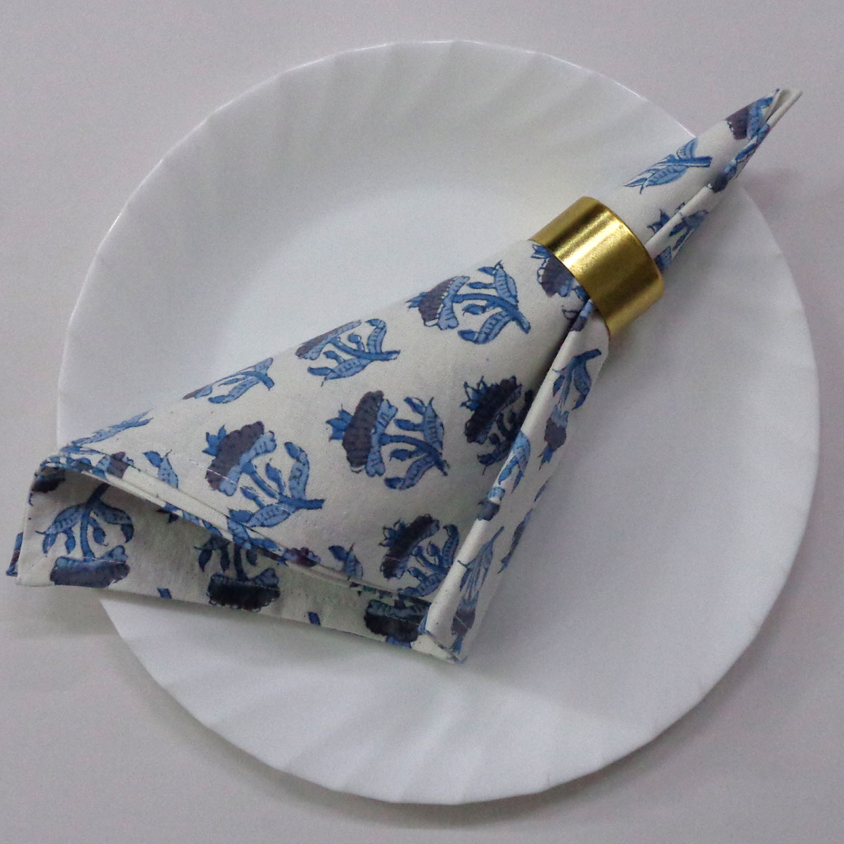 Hand Block Printed Cotton Napkin 45x45 cms Set of 4 Napkins Marigold Teal 505060