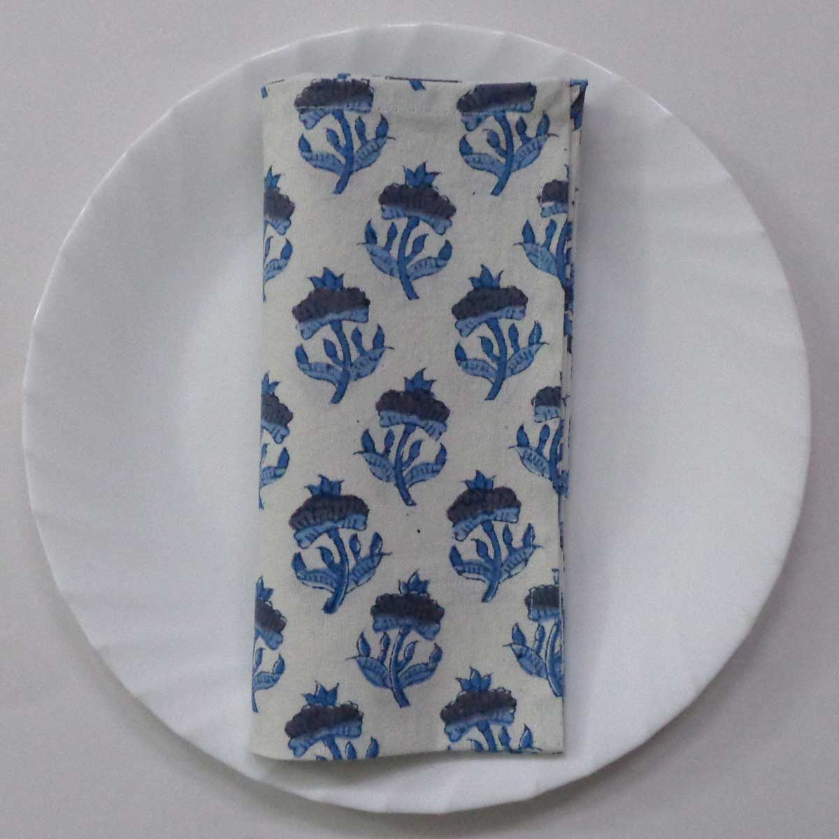 Hand Block Printed Cotton Napkin 45x45 cms Set of 4 Napkins Marigold Teal 505060