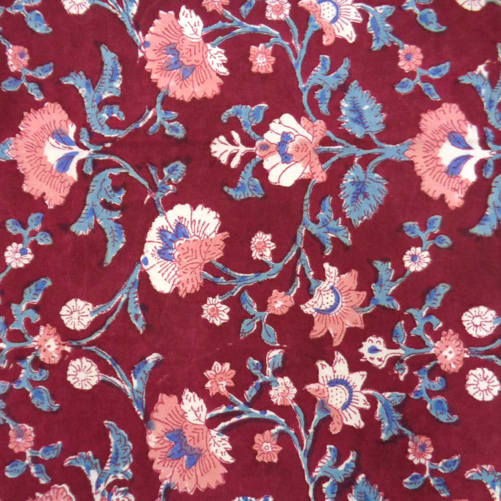 Hand Block Printed Cotton Napkin 45x45 cms Set of 4 Napkins Rukhsana Maroon Gud 105823