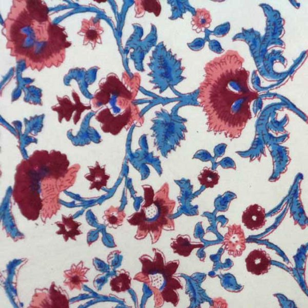 Hand Block Printed Cotton Napkin 45x45 cms Set of 4 Napkins Rukhsana Maroon Open 100350